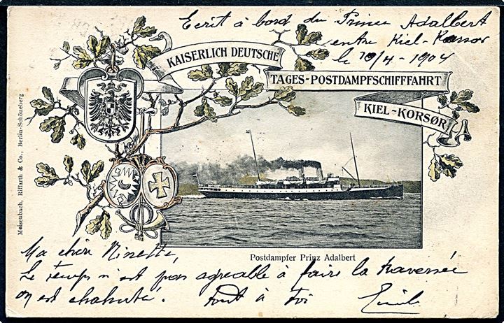 Prinz Adalbert, S/S, tysk postdamper på ruten Kiel - Korsør. Meisenbach, Riffarth & Co. 