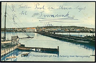 Aalborg, pontonbroen set mod Nørresundby. Stenders no. 19431.