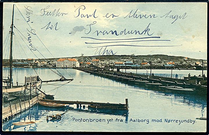 Aalborg, pontonbroen set mod Nørresundby. Stenders no. 19431.