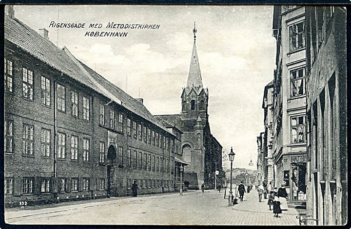 Købh., Rigensgade med Metodistkirken. D.L.C. no. 992.
