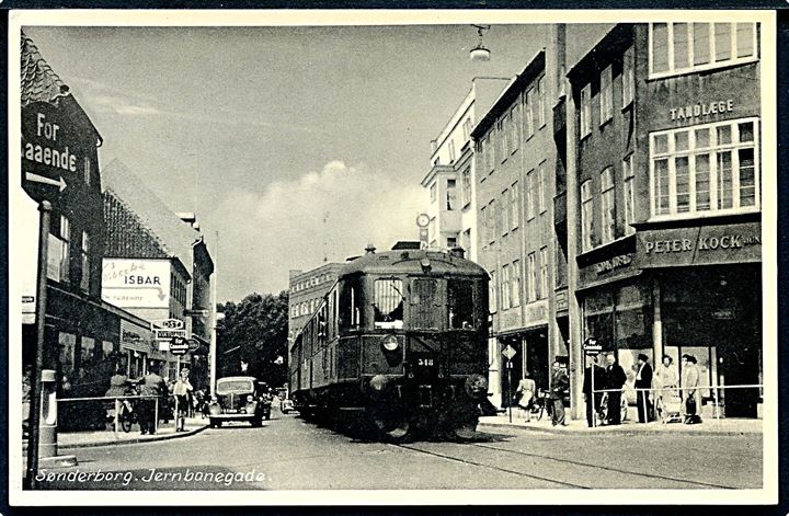 Sønderborg, Jernbanegade med tog. Stenders no. 94.