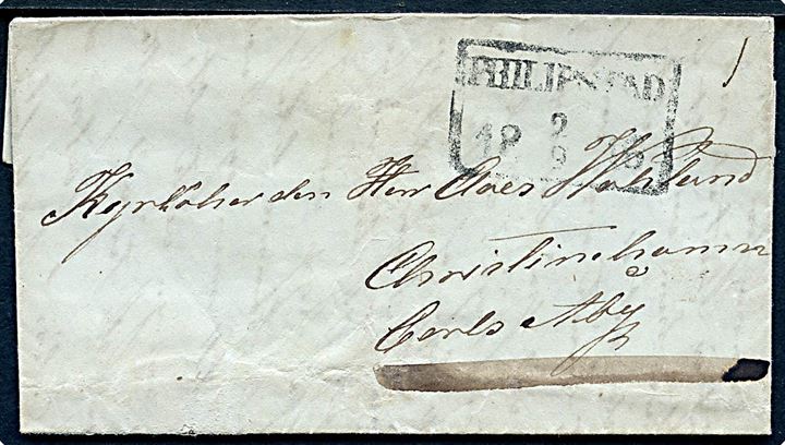 1846. Francobrev med fuldt indhold og rammestempel Philipstad d. 2.9.1846 til Christinehamn.