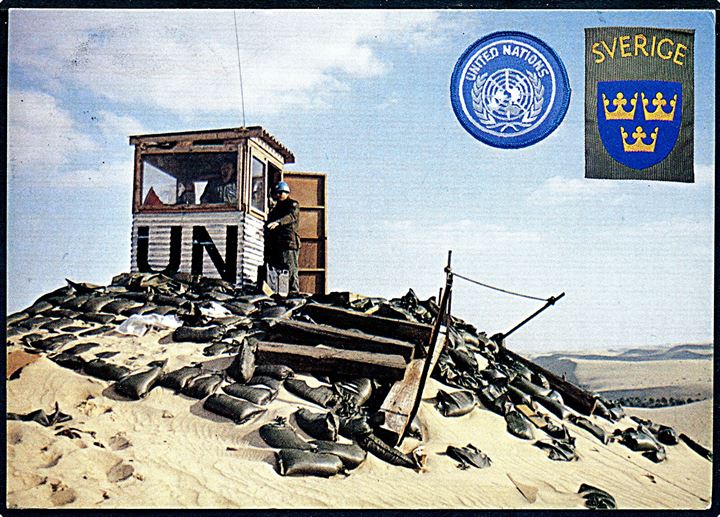 Ufrankeret postkort (Svensk FN-observatør) stemplet United Nations Interim Force in Lebanon d. 20.8.1981 til Sverige.