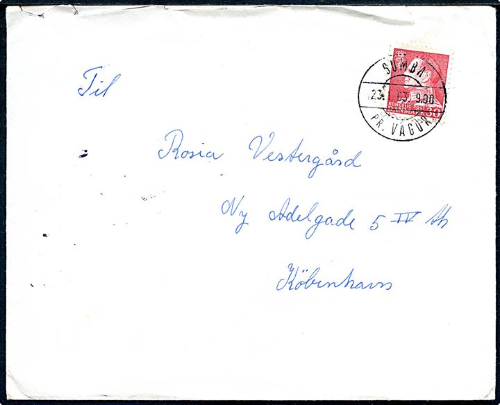 30 øre Fr. IX på brev annulleret med pr.-stempel Sumba pr. Vagúr d. 23.1.1963 til København.