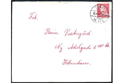 30 øre Fr. IX på brev annulleret med pr.-stempel Sumbø pr. Våg d. 30.4.1962 til København.