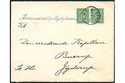5 øre Tjenestemærke i parstykke på brev fra Sæby-Hallenslev Pastorat stemplei Høng d. 26.6.1915 til den residerende Kapellan i Buerup pr. Jyderup.