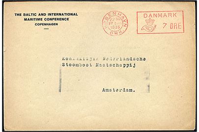 7 øre posthusfranko frankeret tryksag fra The Baltic and International Maritime Conference fra København OMK. d. 27.12.1935 til Amsterdam, Holland.