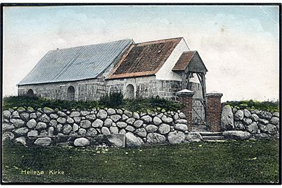 Hellesø Kirke fra før tårnet blev bygget i 1928. Stenders no. 7936.