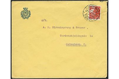 15 øre Karavel på brev fra Sønderborg annulleret med bureaustempel Sønderborg - Tønder T.1420 d. 27.3.1933 til København.