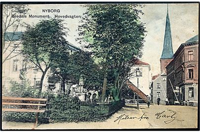 Nyborg, Bredals Monument og Hovedvagten. P. Alstrup no. 7101.
