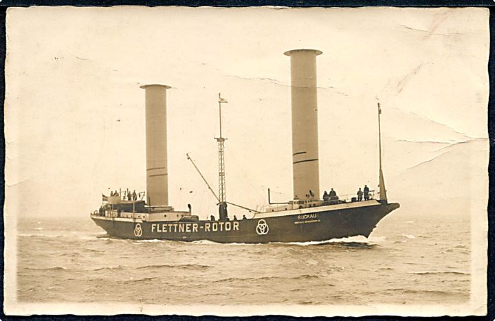 Buckau, Flettner Rotor skib bygget i 1920'eren. Fotokort u/no.