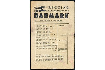 Regning for forretningen Danmark. Illegalt flyveblad fremstillet i London og nedkastet af Royal Air Force i Danmark 1941. Tryk nr. 803. Fold.
