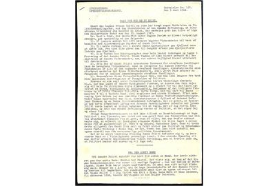 Studenternes Efterretningstjeneste. Meddelelse nr. 122 d. 5.6.1944. 5 sider.
