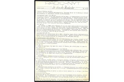 Radio-Nyt no. 24-25 d. 19/3-4/4 1945. Illegalt blad udgivet af De danske Studenter. 2 sider.