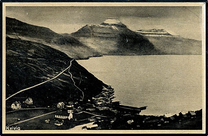 15 øre Fr. IX og Kirkens Korshær julemærke 1950 på brevkort (Kvivig) annulleret med udslebet stjernestempel KVIVIG og sidestemplet Thorshavn d. 26.12.1950 til Thorshavn.