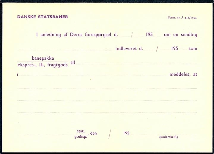 Danske Statsbaner 15 øre Fr. IX helsagsbrevkort (fabr. 213x) ubrugt.