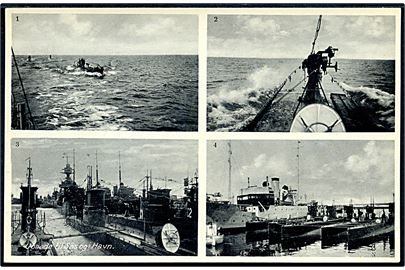 Ubåde til søs og i havn. V. Thaning & Appel Marinepostkort serie U no. 175.