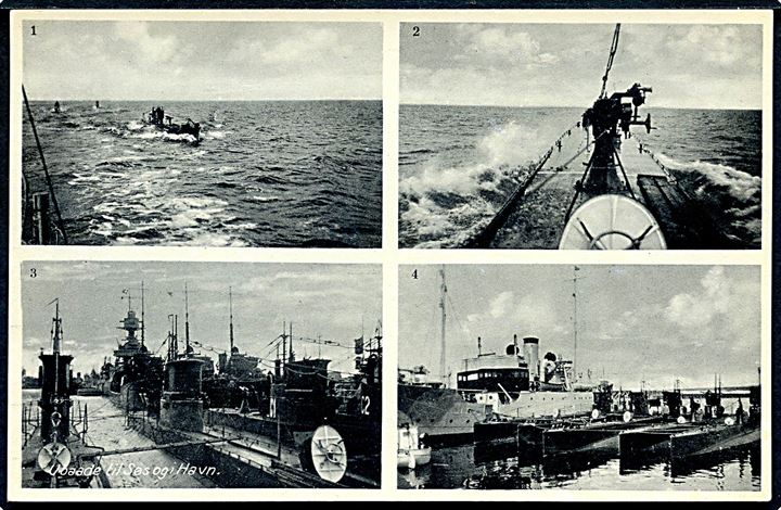 Ubåde til søs og i havn. V. Thaning & Appel Marinepostkort serie U no. 175.