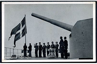 Artilleriskibet Niels Juel, flaghejsning. V. Thaning & Appel Marinepostkort serie G no. 59.