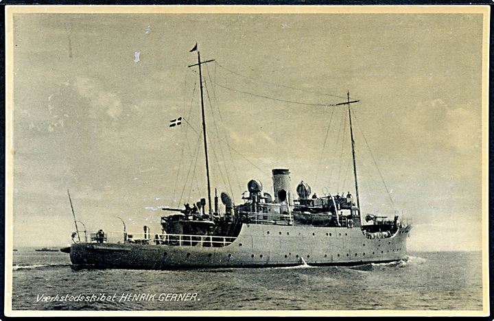 Værkstedsskibet Henrik Gerner. V. Thaning & Appel Marinepostkort serie V no. 183.