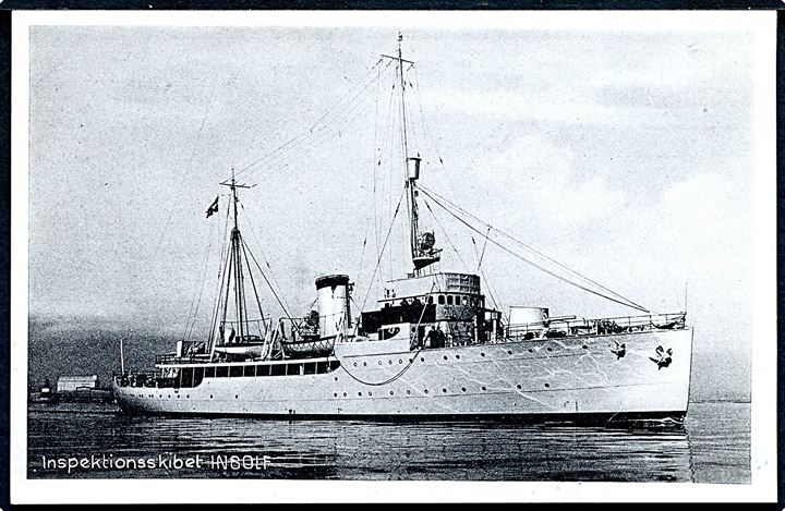 Inspektionsskibet Ingolf. V. Thaning & Appel Marinepostkort no. 12.