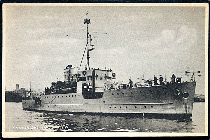 Mineskibet Lindormen. V. Thaning & Appel Marinepostkort serie M no. 225.