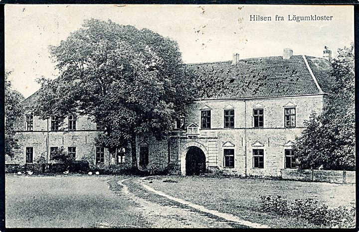 Løgumkloster, Hilsen fra. H. Michelsen u/no. Frankeret med 15 øre Chr. X annulleret brotype IIb Løgumkloster sn1 d. 16.9.1924 til Karby på Mors.