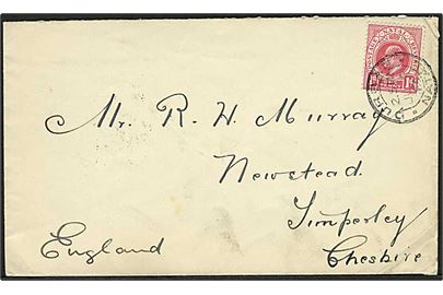 Natal. 1d Edward VII på brev fra Durban d. 4.6.1904 til England.