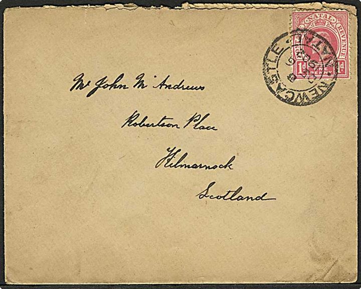 Natal. 1d Edward VII på brev stemplet Newcastle Natal d. 6.12.1902 til Kilmarnock, Scotland.