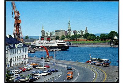 Helsingør med færgen Sjælland og Kronborg i baggrunden. Stenders no. 149116120-1987