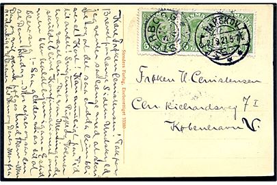 5 øre Chr. X (3) på brevkort annulleret med stjernestempel VESTERBORG og sidestemplet Nakskov d. 27.9.1921 til København.