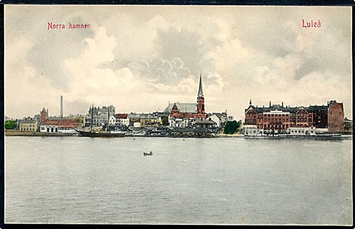 Sverige, Luleå, Norra Hamnen med sejlskib. H. Tegström & Co. u/no.