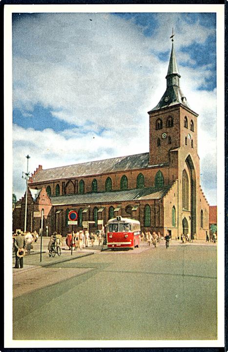 Odense, Sct. Knuds kirke med rutebil. Stenders no. 23.