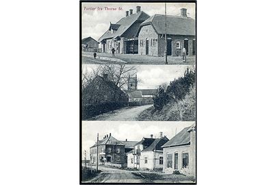 Thorsø, partier med bl.a. jernbanestation. J.J.N. no. 2869.