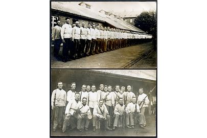 Odense, Soldater fra 16. Bataillon i Odense. 2 fotokort hvor ene er med stempel fra Welsholt i Odense. U/no.