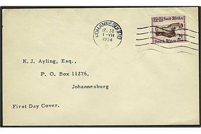 2d German Settler's 100 år på FDC stemplet Johannesburg d. 1.7.1958.