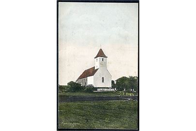 Astrup kirke (stavet Aastrup på kortet!). Stenders no. 7130.