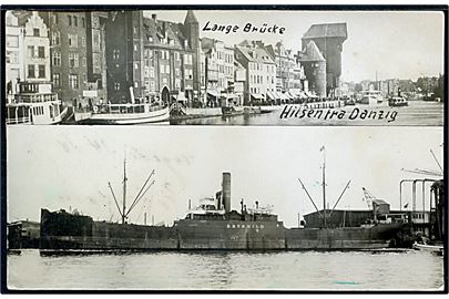 Brynhild, S/S, DFDS i Danzig 1937. Fotokort u/no.