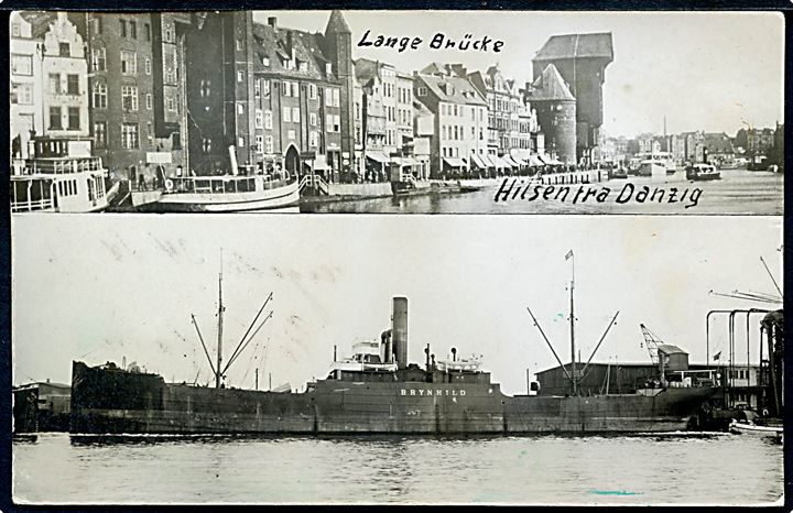 Brynhild, S/S, DFDS i Danzig 1937. Fotokort u/no.