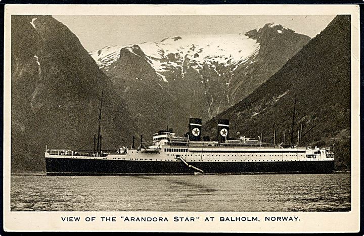 Arandora Star, Blue Star Line ved Balholm, Norge.