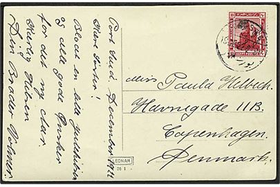 10 mills Provisorium på brevkort fra Port Said d. 19.12.1922 til København, Danmark.