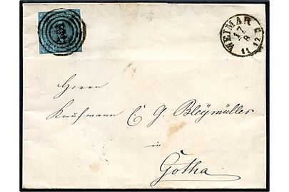 1 sgr. single på brev annulleret med nr.stempel 251 og sidestemplet Weimar d. 17.8.1955 til Gotha.