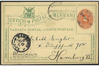 3 c. helsagsbrevkort fra Mexico d. 21.11.1894 til Hamburg, Tyskland.
