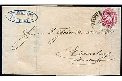 1 Sgr. Våben stukken kant på brev fra Erfurt d. 29.3.1863 til Eisenberg.