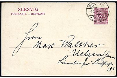 15 pfg. Fælles udg. helsagsbrevkort fra Glücksburg *(Ostsee)* d. 2.2.1920 til Uelzen.