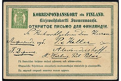 8 pen. helsagsbrevkort uden poststempel ca. 187x til Alexanderhoff, Post Pölwe, Lifland, Rusland. 