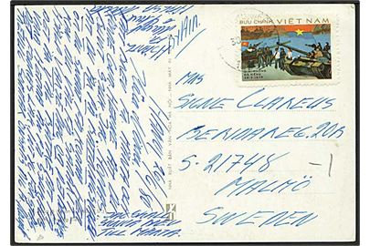 3 xu Da Nang udg. på brevkort fra Hanoi d. 30.6.1980 til Malmö, Sverige.