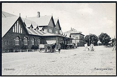 Herning. Banegaarden og Posthuset. Stenders no. 7759.
