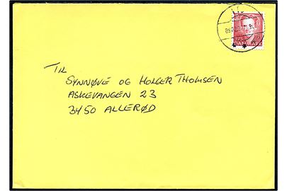 3,75 kr. Margrethe på brev fra Toftlund annulleret med bureau stempel PTJ SN6 d. 9.2.1997 T.7590C (?) til Allerød.