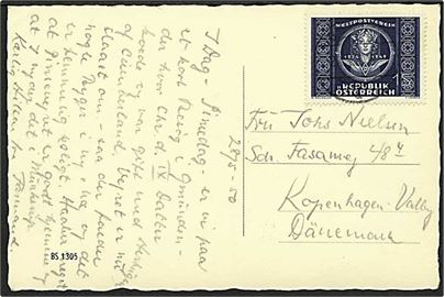 1 sh. UPU single på brevkort fra Gmunden d. 28.5.1950 til København, Danmark.